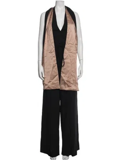 Pre-owned Valentino Virgin Wool V-neck Jumpsuit In Black