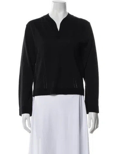 Pre-owned Valentino Virgin Wool V-neck Sweater In Black