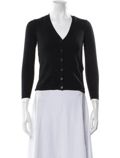 Pre-owned Valentino Virgin Wool V-neck Sweater In Black