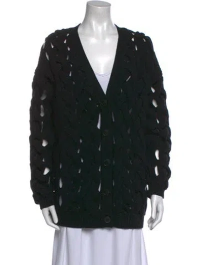 Pre-owned Valentino Virgin Wool V-neck Sweater In Black