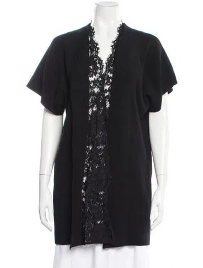 Pre-owned Valentino Virgin Wool V-neck Sweater In Black