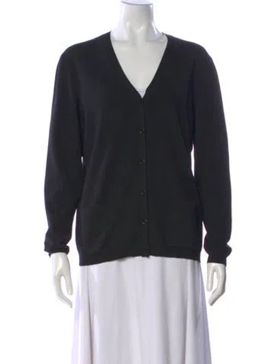 Pre-owned Valentino Virgin Wool V-neck Sweater In Black