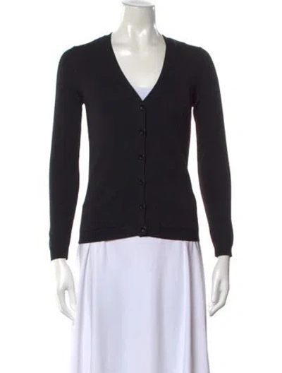 Pre-owned Valentino Virgin Wool V-neck Sweater In Black