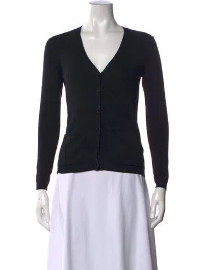 Pre-owned Valentino Virgin Wool V-neck Sweater In Black