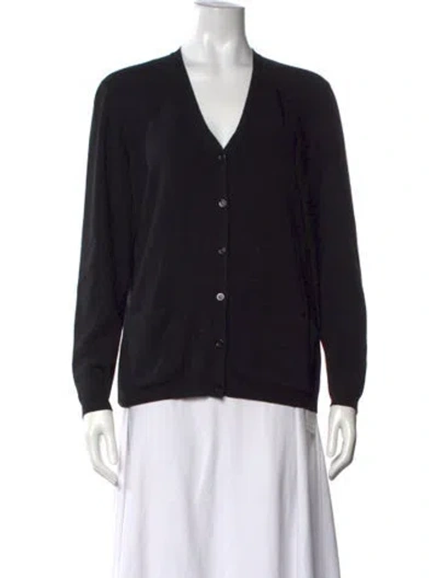 Pre-owned Valentino Virgin Wool V-neck Sweater In Black