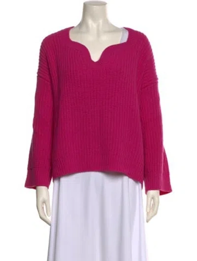 Pre-owned Valentino Virgin Wool V-neck Sweater In Pink