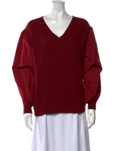 Pre-owned Valentino Virgin Wool V-neck Sweater In Red