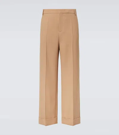 Valentino Mens New Camel Relaxed-fit Straight-leg Wool Trousers In Brown