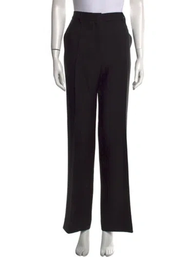 Pre-owned Valentino Virgin Wool Wide Leg Pants In Black