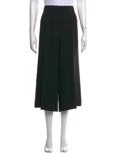 Pre-owned Valentino Virgin Wool Wide Leg Pants In Black