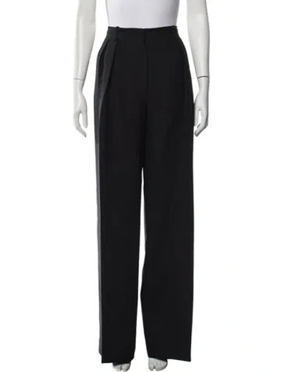 Pre-owned Valentino Virgin Wool Wide Leg Pants In Black