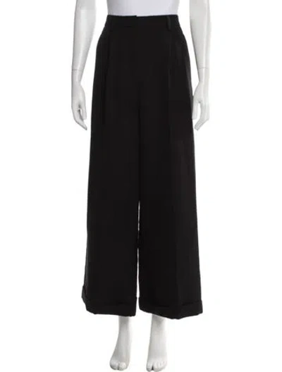 Pre-owned Valentino Virgin Wool Wide Leg Pants In Black