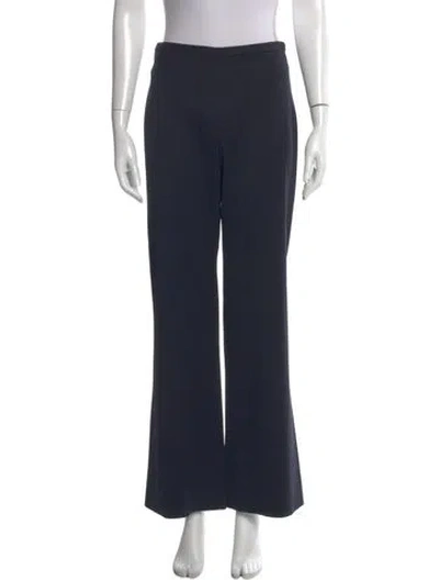 Pre-owned Valentino Virgin Wool Wide Leg Pants In Blue