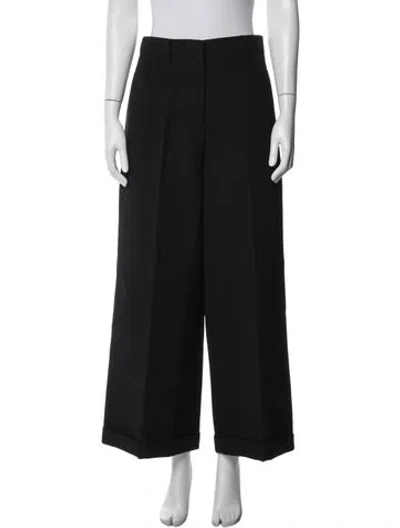Pre-owned Valentino Virgin Wool Wide Leg Pants In Blue