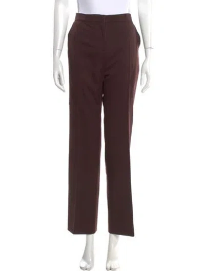 Pre-owned Valentino Virgin Wool Wide Leg Pants In Brown