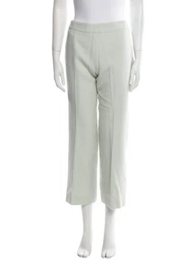 Pre-owned Valentino Virgin Wool Wide Leg Pants In Green