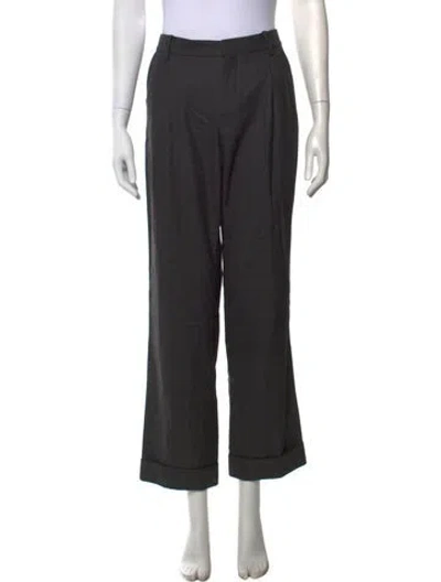 Pre-owned Valentino Virgin Wool Wide Leg Pants In Grey