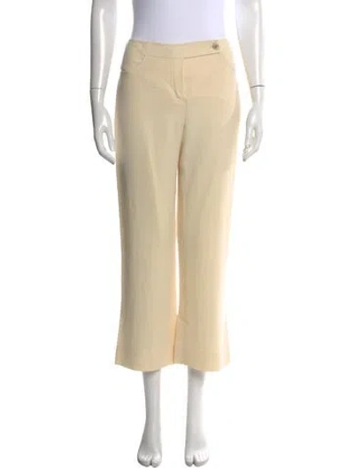 Pre-owned Valentino Virgin Wool Wide Leg Pants In Neutral