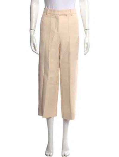 Pre-owned Valentino Virgin Wool Wide Leg Pants In Neutrals