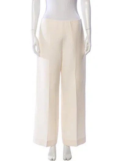 Pre-owned Valentino Virgin Wool Wide Leg Pants In Neutrals