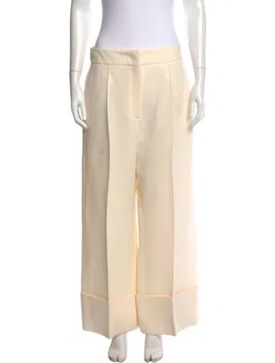 Pre-owned Valentino Virgin Wool Wide Leg Pants In Neutrals