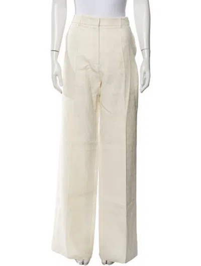 Pre-owned Valentino Virgin Wool Wide Leg Pants In Neutrals