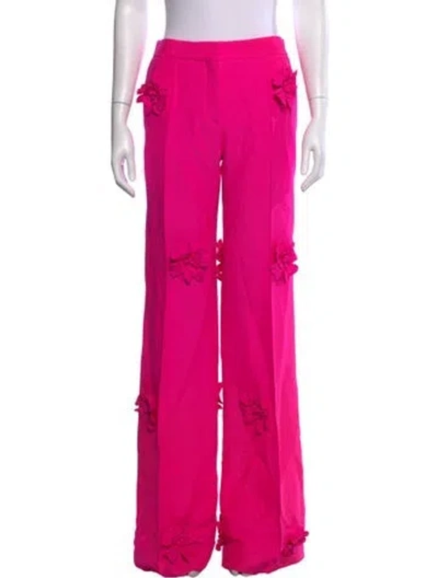 Pre-owned Valentino Virgin Wool Wide Leg Pants In Pink