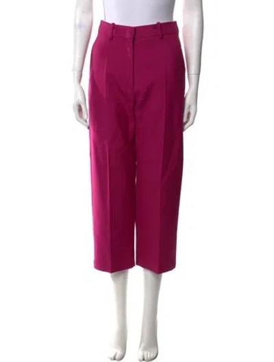 Pre-owned Valentino Virgin Wool Wide Leg Pants In Pink
