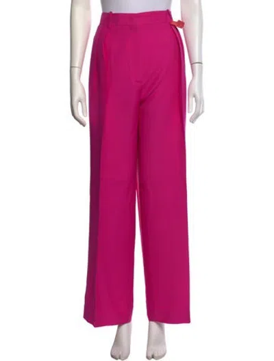 Pre-owned Valentino Virgin Wool Wide Leg Pants In Pink