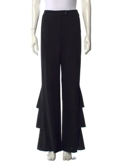 Pre-owned Valentino Virgin Wool Wide Leg Pants W/ Tags In Black