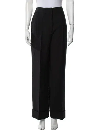 Pre-owned Valentino Virgin Wool Wide Leg Pants W/ Tags In Black