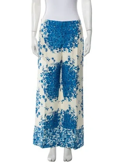 Pre-owned Valentino Virgin Wool Wide Leg Pants W/ Tags In Blue/white