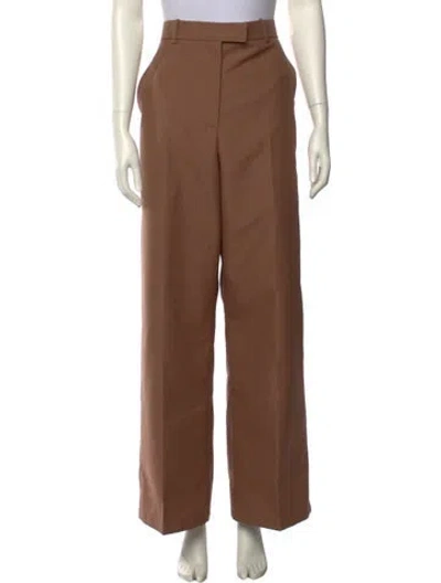 Pre-owned Valentino Virgin Wool Wide Leg Pants W/ Tags In Brown