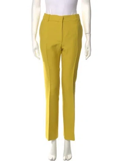 Pre-owned Valentino Virgin Wool Wide Leg Pants In Yellow