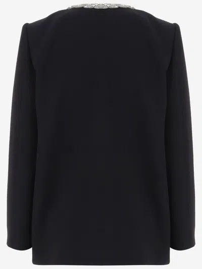 Valentino Virgin Wool With Decorated Collar Jacket In Black