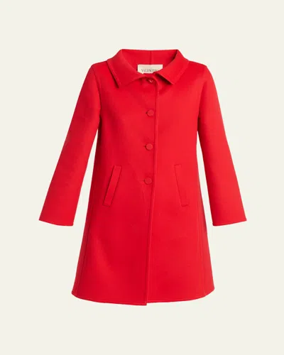 Valentino Virgin Wool-cashmere A-line Coat Dress In Red