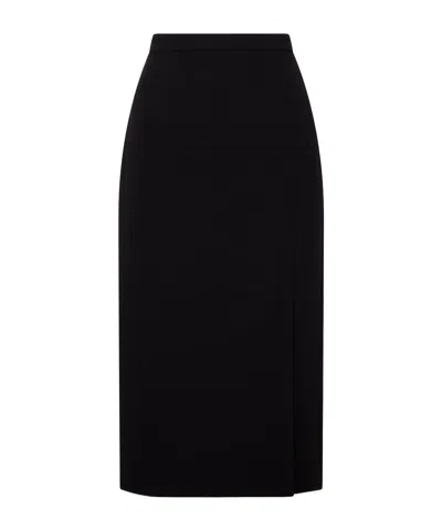 Valentino Virgin Wool-crepe Midi Skirt In Black