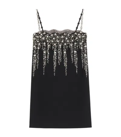 Valentino Virgin Wool-silk Embellished Mini Dress