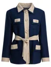 Valentino Collared Single-breasted Coat Jacket With Belted Waist In Blue