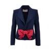 Valentino Tailored Bow-detail Jacket Crafted From Lightweight Viscose In Blue