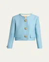 Valentino Womens Bluish Grey Embellished-button Round-neck Woven Jacket In Animal Print