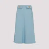 Valentino Womens Bluish Grey Vlogo Hardware Flared Woven Midi Skirt In Blue