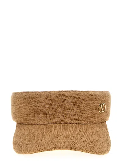 Valentino Garavani Vlogo Signature Sun Visor In Beige O Tan