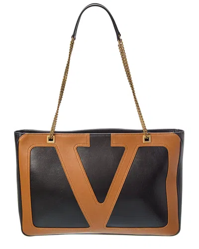 Valentino Viva Medium Leather Tote In Brown