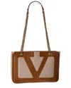 Valentino Viva Small Canvas & Leather Tote In Brown