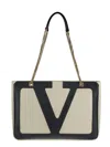 Valentino Garavani Garavani Viva Superstar Medium Nappa Leather Shopping Bag Woman Butter/black Uni In White