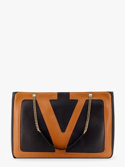 Valentino Garavani Black Nappa Leather Small Viva Superstar Shoulder Bag In Multi