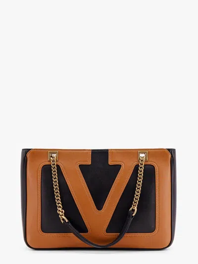Valentino Garavani Black Nappa Leather Small Viva Superstar Shoulder Bag In Multi