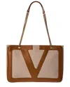 Valentino Beige Fabric Shoulder Bags In Brown