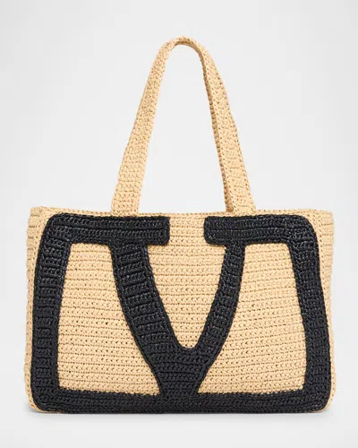 Valentino Garavani Viva Superstar Crochet Raffia Large Tote Bag